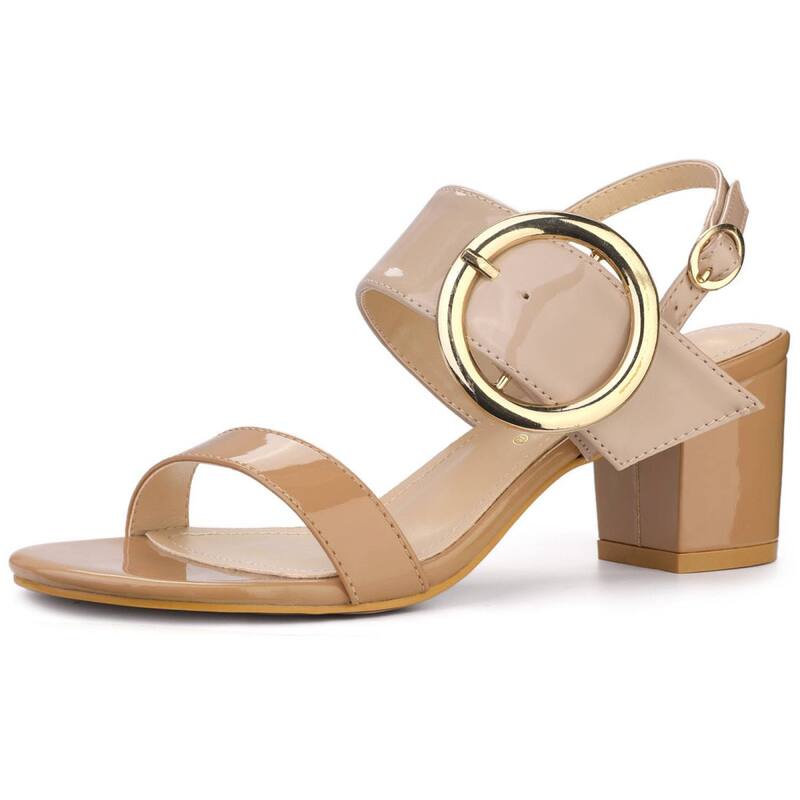 アレグラ ケー レディース シューズ パンプス サンダル ヒール ALLEGRA K Women'slingback Block Higheel Sandals Brown Beige ブラウン