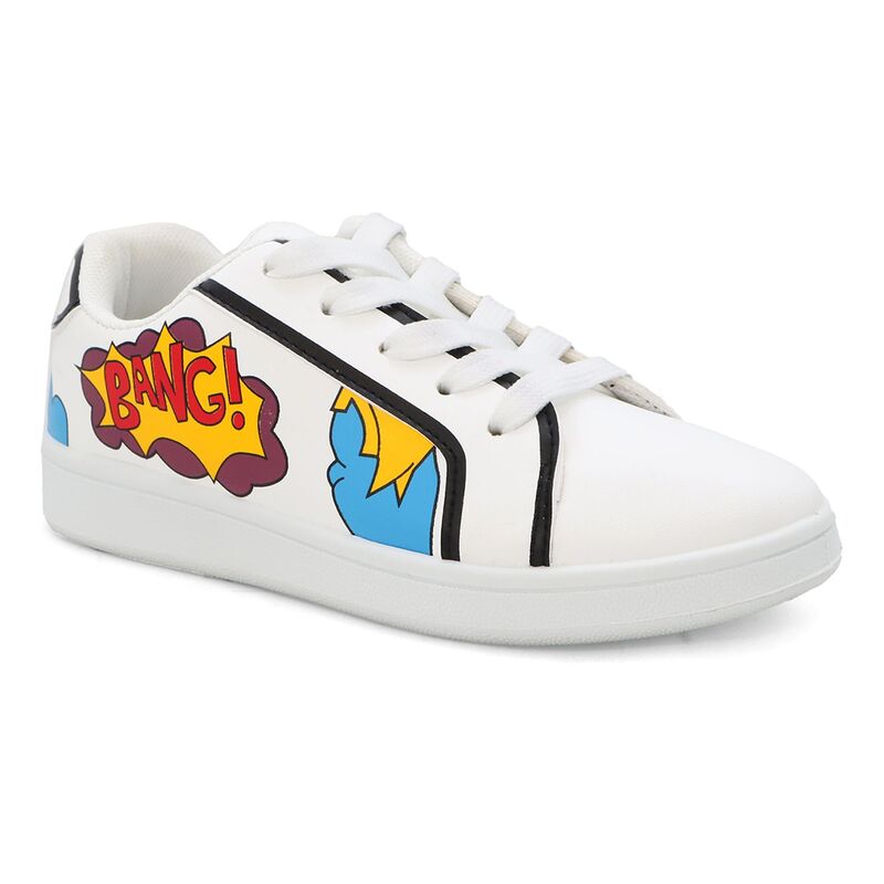 ヨキ レディース シューズ スニーカー プリント レース Yoki Girls' Rebel-22Y Lace-Up Word Print Low-Top Sneakers White ホワイト