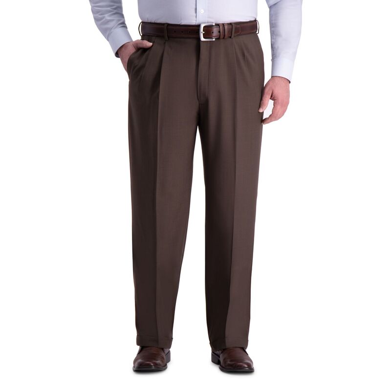 ハガー メンズ ボトムス カジュアルパンツ プリーツ トール Big & Tall Haggar Premium Comfort Classic-Fit Pleated Hidden Expandable Waistbandress Pants Dark Chocolate チョコレート|ReVida 店
