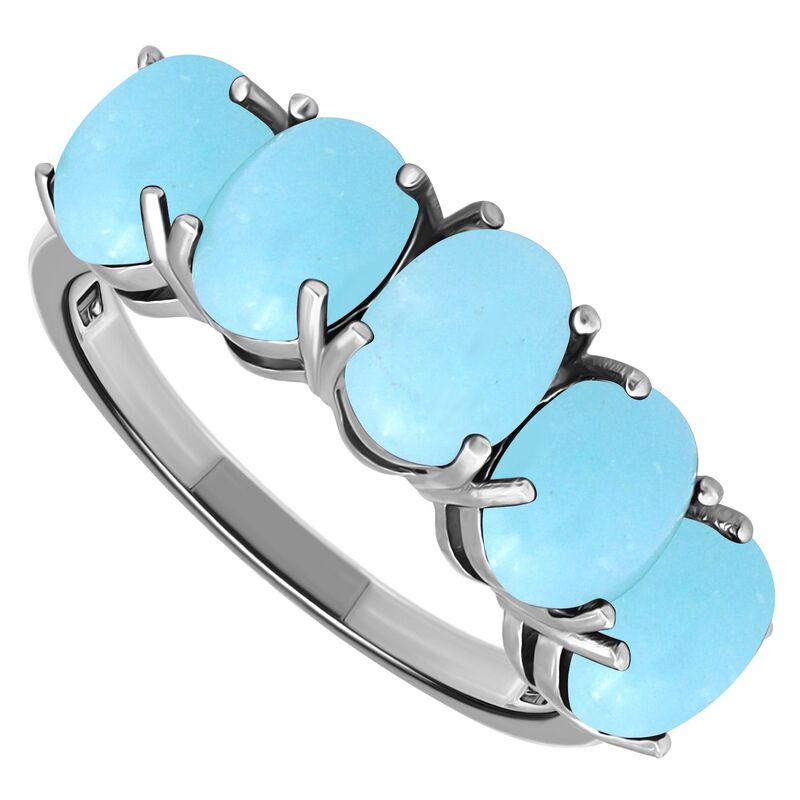 Aleure Precioso レディース アクセサリー リング Aleure Precioso Sterling Silver 5-Stone Prong-Set Oval Cabochon Ring Amazonite ストーン｜ReVida 店