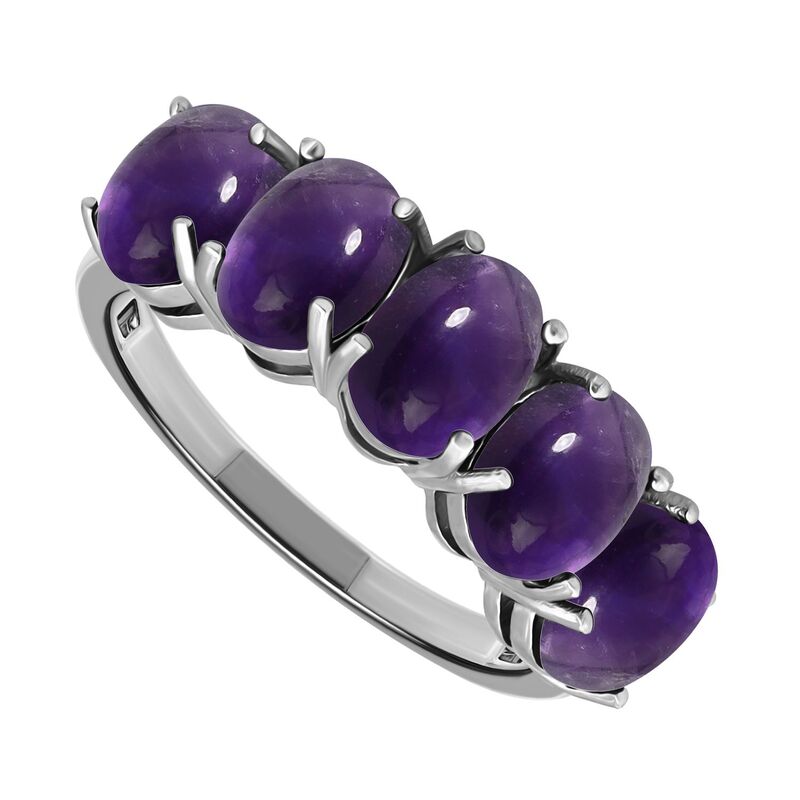 Aleure Precioso レディース アクセサリー リング Aleure Precioso Sterling Silver 5-Stone Prong-Set Oval Cabochon Ring Amethyst ストーン｜ReVida 店