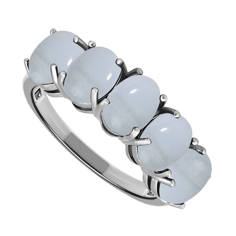 Aleure Precioso レディース アクセサリー リング Aleure Precioso Sterling Silver 5-Stone Prong-Set Oval Cabochon Ring Blue Lace ブルー｜ReVida 店