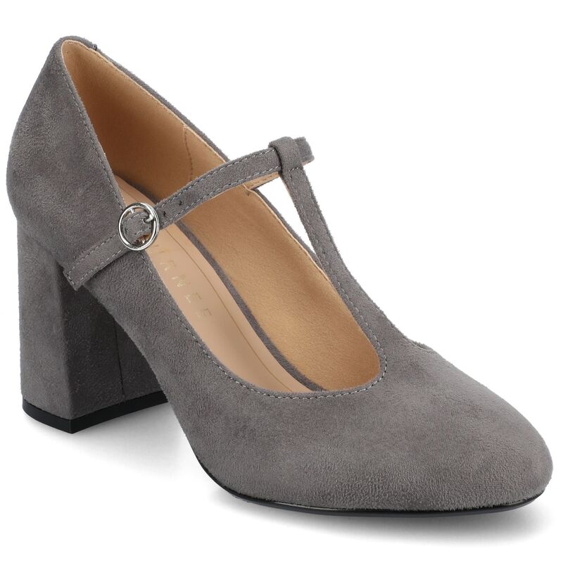 客旅 レディース シューズ パンプス 踵 Journee Talani Women\u0027stacked Heel Almond Toe Comfort Dress Pumps Gray 薄墨色 靴-レディース靴-パンプス