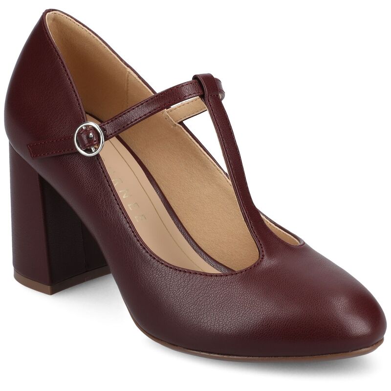 客旅 レディース シューズ パンプス 踵 Journee Talani Women\u0027stacked Heel Almond Toe Comfort Dress Pumps Oxblood オックスブラッド 靴-パンプス-レディース靴