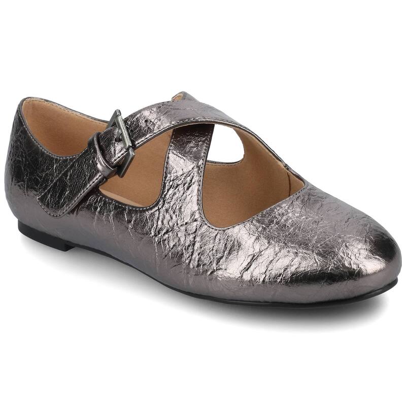 ジャーニー レディース シューズ サンダル Journee Ivanna Women's Almond Toe Buckle Detail Mary Jane Flats Pewter ピューター