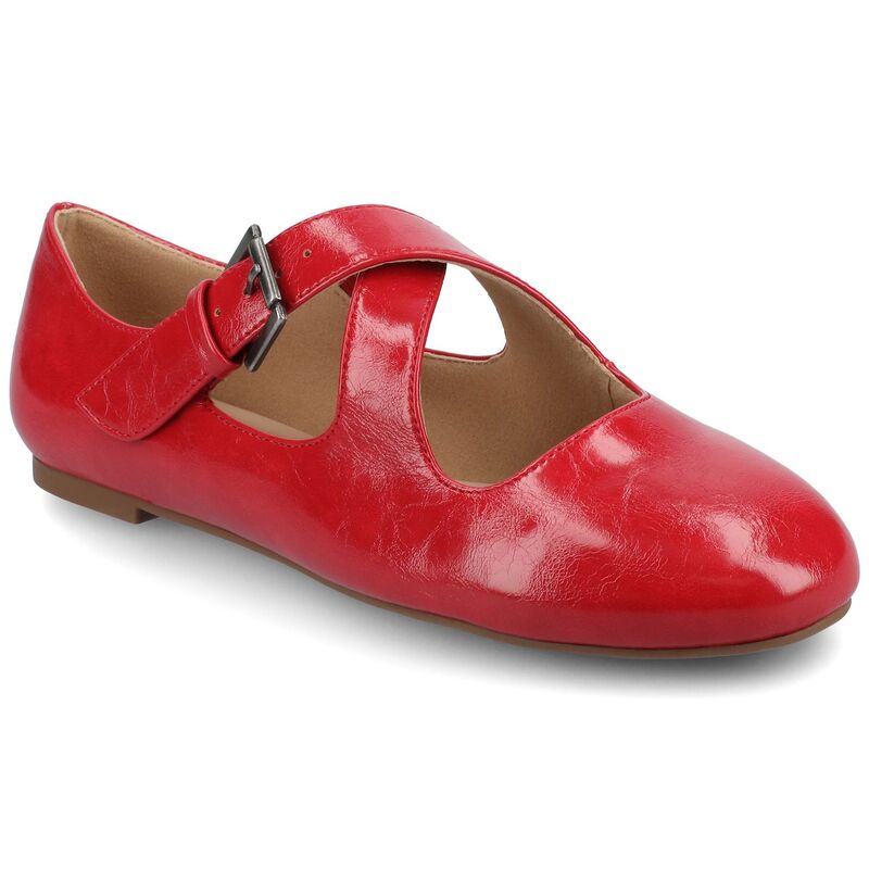 ジャーニー レディース シューズ サンダル Journee Ivanna Women's Almond Toe Buckle Detail Mary Jane Flats Red レッド｜ReVida 店
