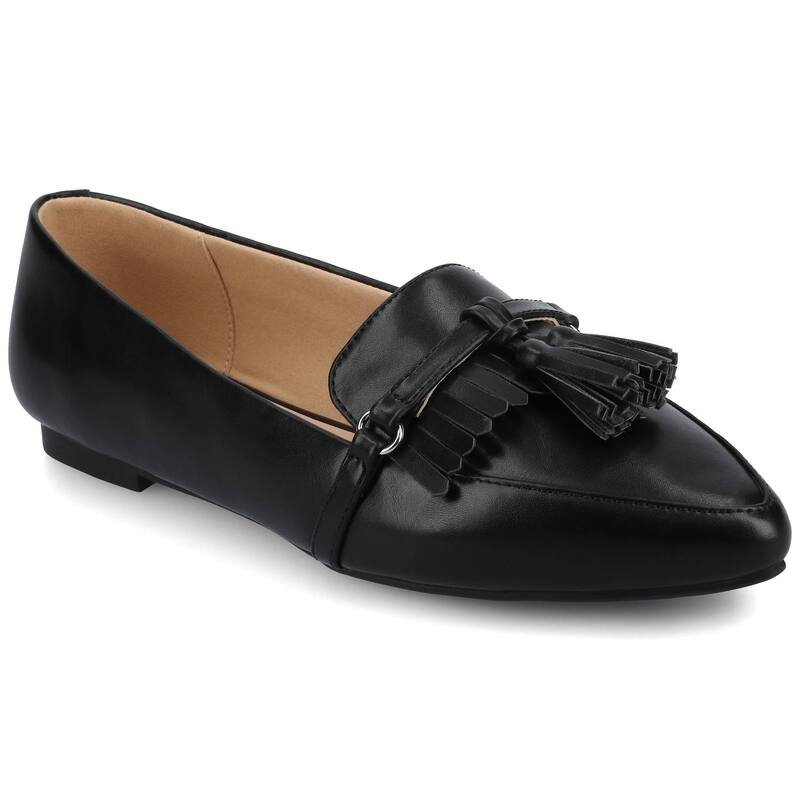 ジャーニー レディース シューズ サンダル ローファー Journee Jannah Women's Pointed Toe Tasseloafer Flats In Regular & Wide Width Black ブラック