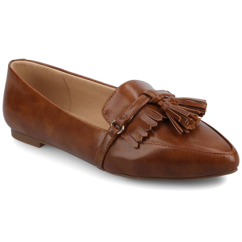 ジャーニー レディース シューズ サンダル ローファー Journee Jannah Women's Pointed Toe Tasseloafer Flats In Regular & Wide Width Cognac|ReVida 店