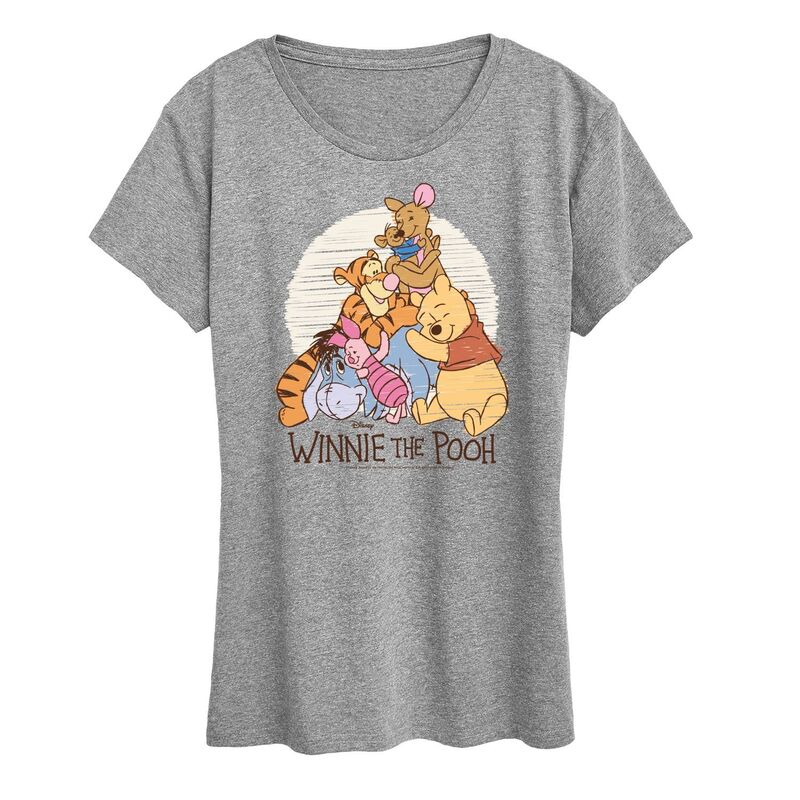 ディズニー レディース トップス Tシャツ グラフィック Disney's Winnie The Pooh Women'scribble Group Graphic Tee Heather Gray グレー