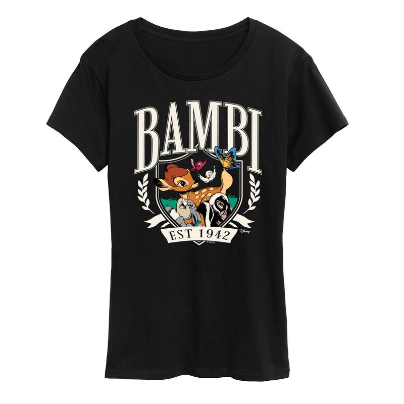 ディズニー レディース トップス Tシャツ グラフィック Disney's Bambi Women's Est. 1942 Graphic Tee Black ブラック