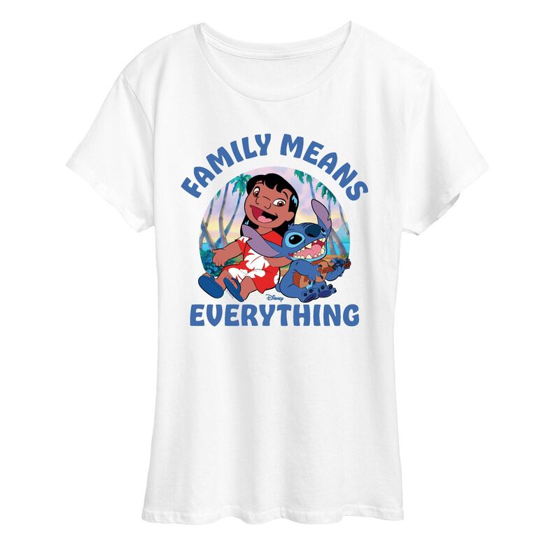 ディズニー レディース トップス Tシャツ グラフィック Disney's Lilo & Stitch Women's Family Means Everythingraphic Tee White ホワイト