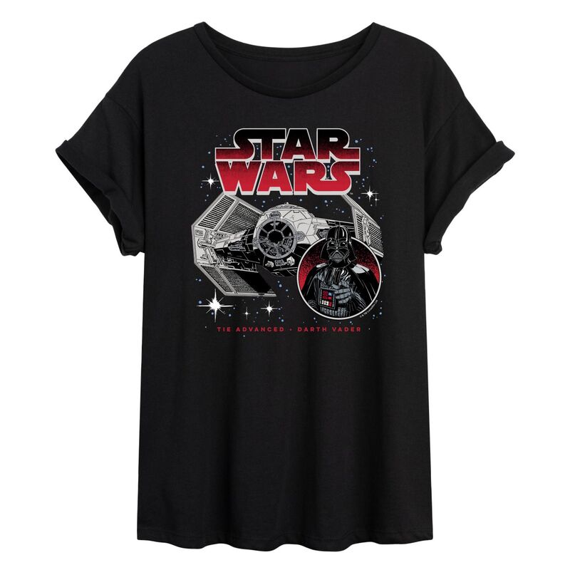 スター ウォーズ レディース トップス Tシャツ Juniors' Star Wars Darth Vader Oversized Tee Black ブラック
