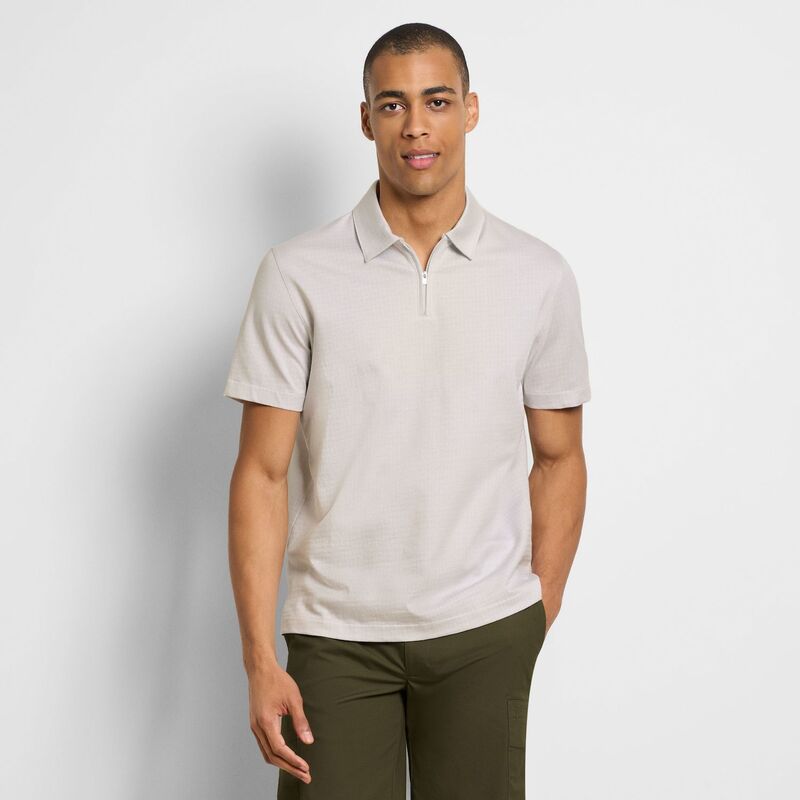 ヴァンハウセン メンズ トップス Tシャツ ポロシャツ Men's Van Heusen Essential Tonal Jacquard Zipolo Brillant White ホワイト