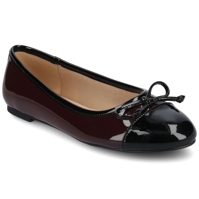 ジャーニー レディース シューズ サンダル キャップ Journee Kaiah Medium and Wide Width Women's Ballet Cap Toe Slip-On Dress Flats Patent Oxblood オックスブラッド|ReVida 店