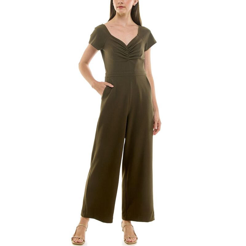 ニコルミラー レディース トップス ワンピース キャップ ジャンプスーツ Women's Nicole Miller Cap Sleeve Jumpsuit Jungle Green グリーン