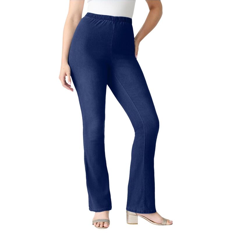 ロアマンズ レディース ボトムス デニムパンツ ブーツカット プラスサイズ プチ ブーツ Roaman's Women's Plusize Petite Comfort Stretch Bootcut Jean Dark Wash Sanded