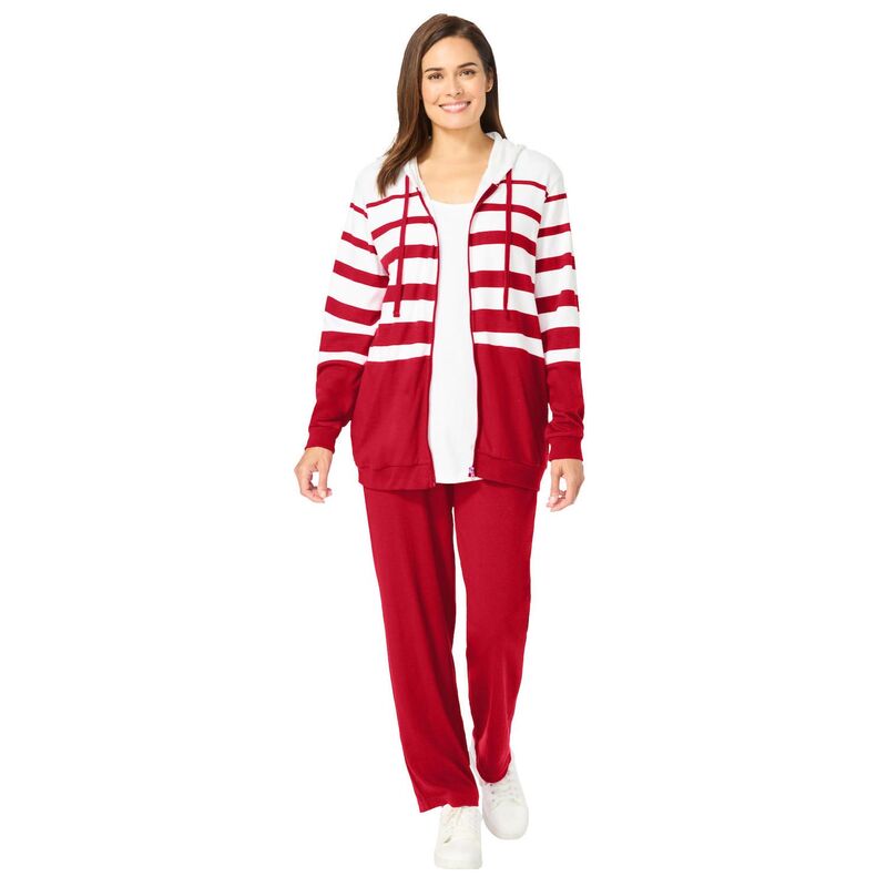 成人女性 ウィズはたご屋 レディース アウター 上衣・上衣 つけ加える大きさ Woman Within Plusize Striped Full Zip Jacket Set Classic Red Graduated 赤いこと