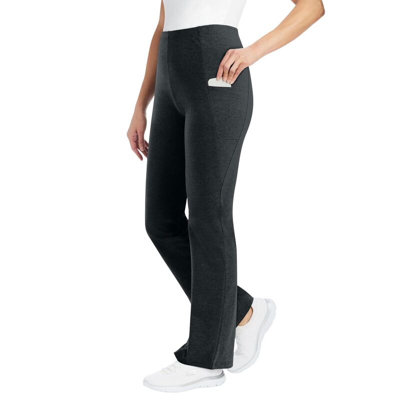 ウーマン ウィズイン レディース ボトムス カジュアルパンツ ブーツカット プラスサイズ プチ コットン ブーツ Woman Within Plusize Petite Stretch Cotton Pocket Bootcut Legging Heather Charcoal チャコール