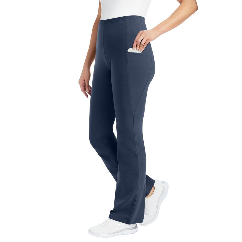 ウーマン ウィズイン レディース ボトムス カジュアルパンツ ブーツカット プラスサイズ プチ コットン ブーツ Woman Within Plusize Petite Stretch Cotton Pocket Bootcut Legging Navy ネイビー
