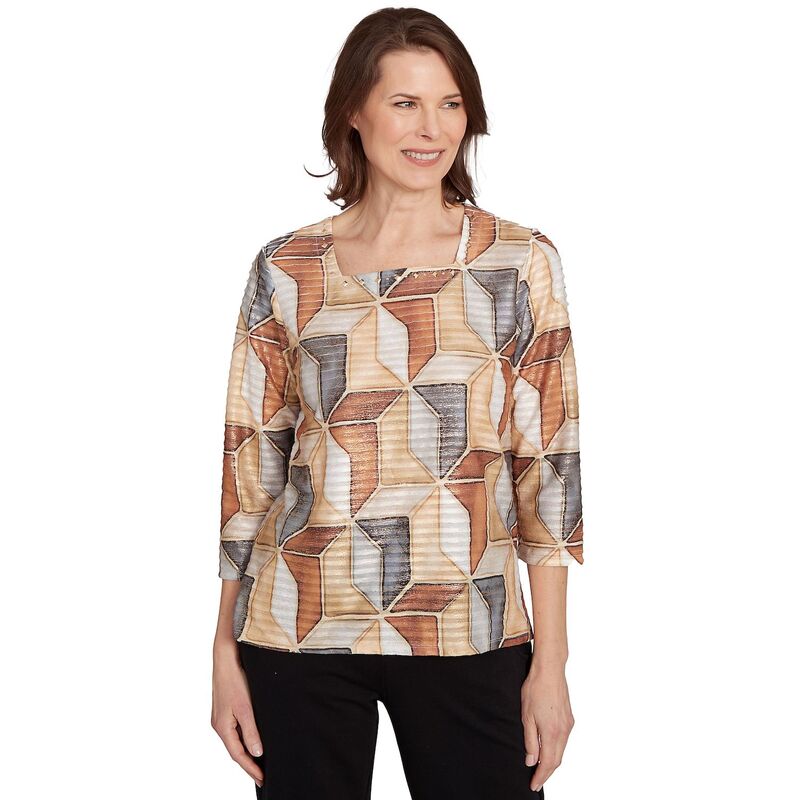 アルフレッド ダナー レディース トップス Tシャツ Women's Alfredunner Stained Glassquare Neck Top Taneutral タン
