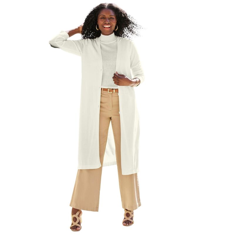 ジェシカロンドン レディース アウター ニット・セーター プラスサイズ カーディガン Jessica London Women's Plusize Fine Gauge Cardigan Topper Ivory アイボリー