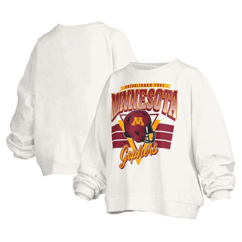 プレスボックス レディース トップス Tシャツ スウェット ロゴ Women's Pressbox White Minnesota Golden Gophers Janice Retro Logoversized Pullover Sweatshirt Min White ホワイト