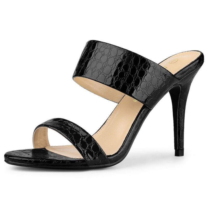 アレグラ ケー レディース シューズ パンプス サンダル ヒール ALLEGRA K Women's Open Toe Stiletto Heel Slide Heelsandals Black ブラック