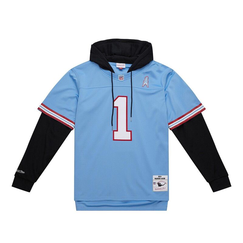 ミッチェル&ネス メンズ トップス Tシャツ ジャージー パーカー Men's Mitchell & Ness Warren Moon Light Blue Houston Oilers Player Name & Number Hoodie Legacy Jersey Nflight ブルー