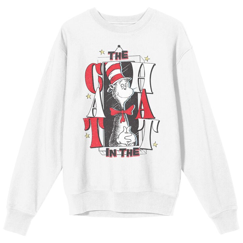 アニメキャラクター メンズ トップス Tシャツ クルーネック スウェット グラフィック Licensed Character Men's Dr. Seuss The Cat In The Hat Long Sleeve Crewneck Graphic Sweatshirt White ホワイト｜ReVida 店