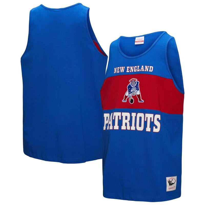 ミッチェル&ネス メンズ トップス Tシャツ カラーブロック Men's Mitchell & Ness Royal New England Patriots Retro Colorblock Tank Topat Blue ブルー