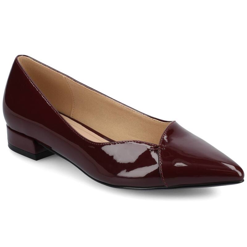 ジャーニー レディース シューズ サンダル ヒール Journee Medium and Wide Width Carmin Women'slip-On Low Block Heel Dress Flats Patent Oxblood オックスブラッド