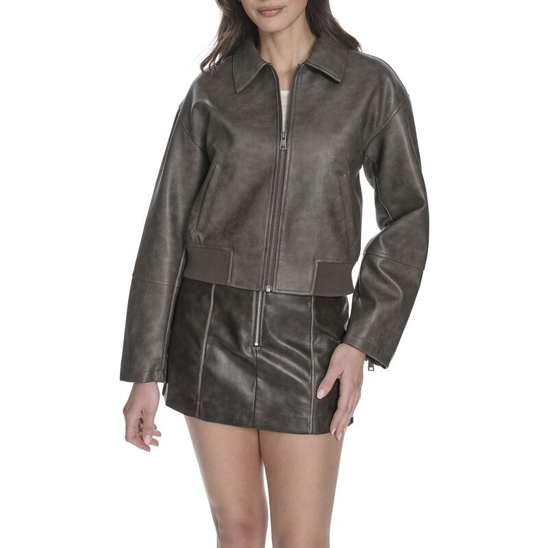 リーバイス レディース アウター ジャケット・ブルゾン レザー フェイクレザー Women's Levi's Faux Leather Bomber Jacket Ash アッシュ