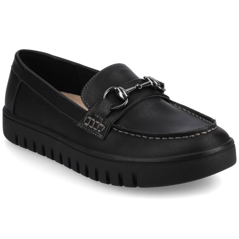 ジャーニー レディース シューズ スリッポン・ローファー Journee Kaya Women's Flexible Comfort Round Toe Bit Loafers Black ブラック