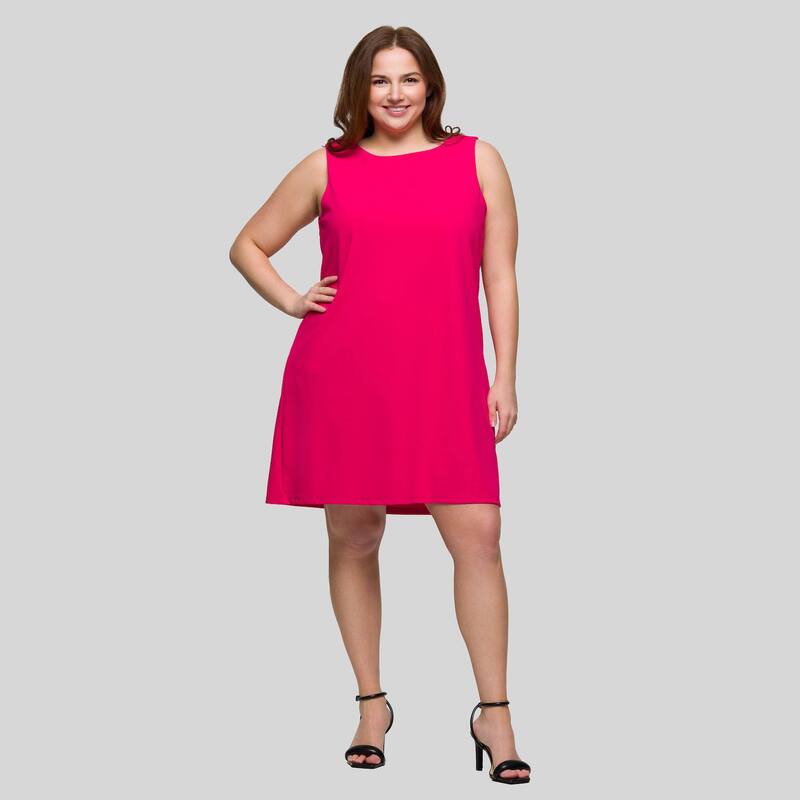24 セブンコンフォート レディース トップス ワンピース プラスサイズ ミニ ノースリーブ Plusize 24Seven Comfort Apparel Sleeveless Mini Shift Dress Pink ピンク