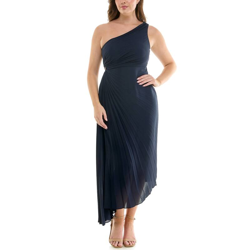 ニコルミラー レディース トップス ワンピース プリーツ マキシ Women's Nicole Miller One Shoulder Pleated Maxi Dress Deep Navy ネイビー