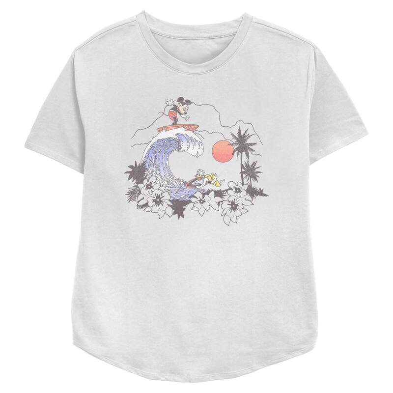 ディズニー レディース トップス Tシャツ リラックスフィット グラフィック Disney's Mickey Mouse Andonalduck Surfing Buddies Women's Relaxed Fit Graphic Tee White ホワイト