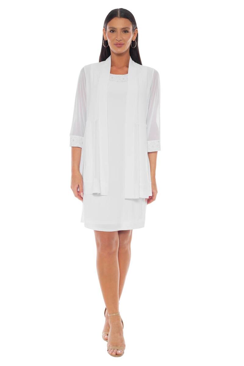 マリナ レディース トップス ワンピース メッシュ ジャケット Women's Marina 2-pc. Power Mesh Dress & Jacket Set White ホワイト