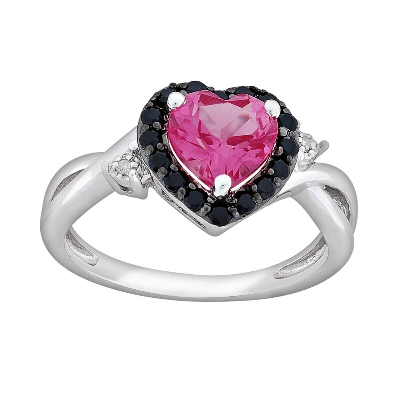 ステラ グレース レディース アクセサリー リング Stella Grace Sterling Silver Lab-Created Pink Sapphire Black Spinel andiamond Accent Heart Ring Silver シルバー