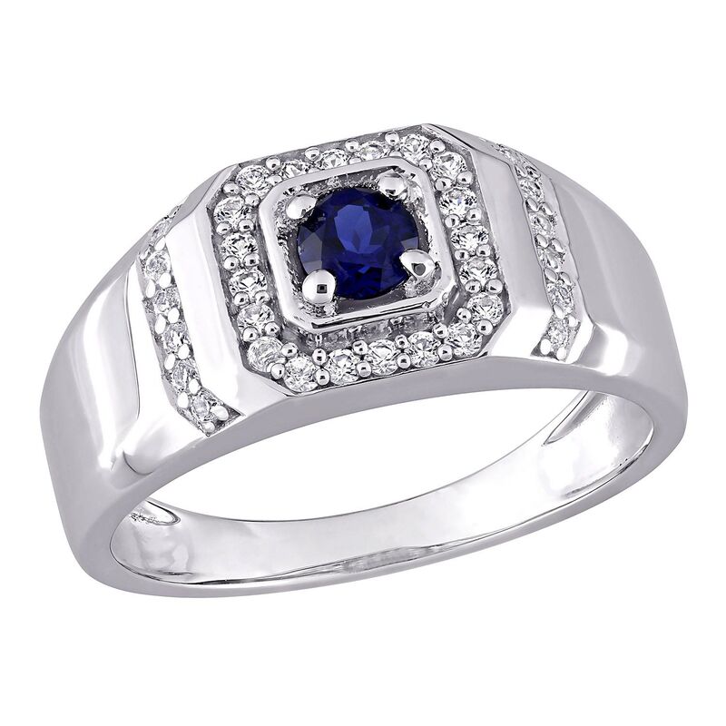 ステラ グレース メンズ アクセサリー リング Men'stella Grace Lab-Created Blue & White Sapphire Ring Sterling ホワイト｜ReVida 店