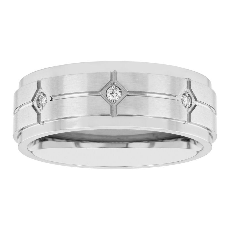 アンブランデッド メンズ アクセサリー リング Tシャツ Unbranded Men's Diamond Accent Stainlessteel Wedding Band Stainless