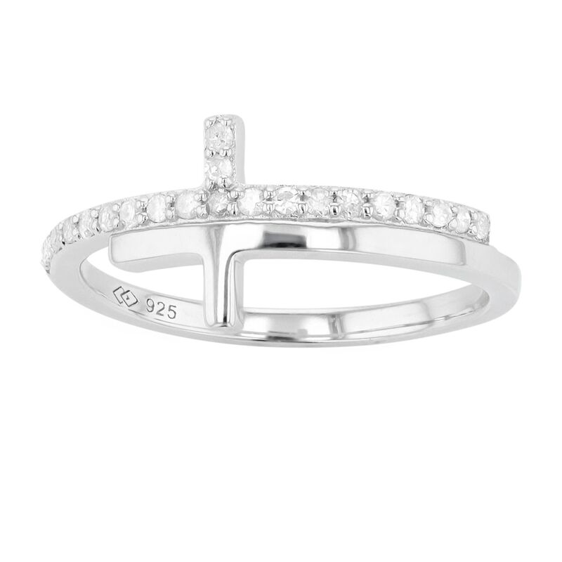 アンブランデッド レディース アクセサリー リング Unbranded Sterling Silver 1/6 Carat.W. Diamond Sideways Cross Ring White ホワイト