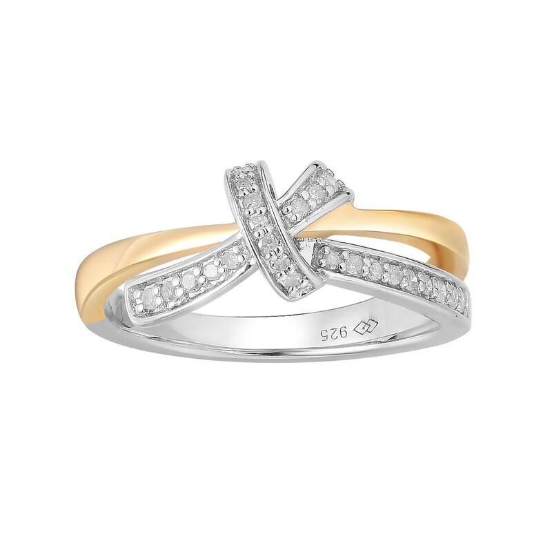 アンブランデッド レディース アクセサリー リング Unbranded 14k Gold Over Silver Two-Tone 1/8 Carat.W. Diamond Bow Ring Two Tone ゴールド