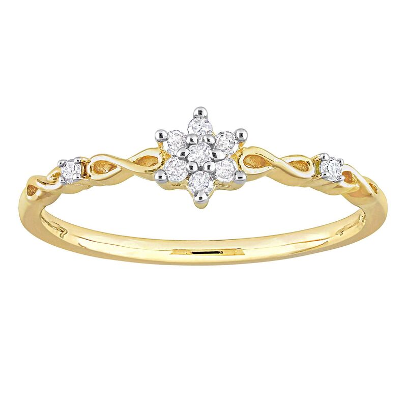 ステラ グレース レディース アクセサリー リング フラワー柄 フラワー Stella Grace 18k Gold Over Silver 1/10 Carat.W. Diamond Floral Promise Ringold Tone ゴールド