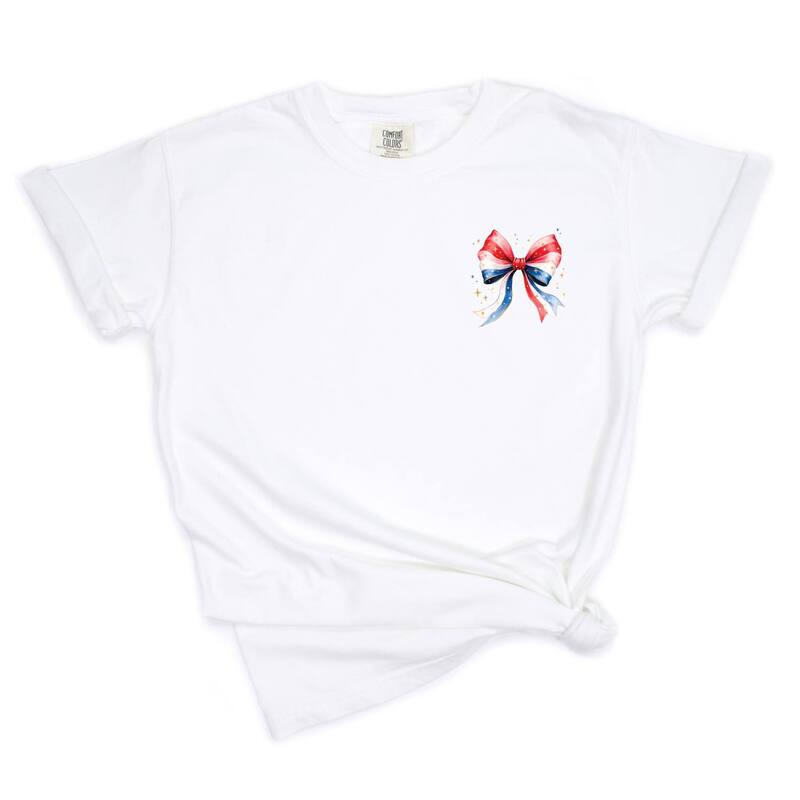 Simply Sage Market レディース トップス ティーシャツ Simply Sage Market Patriotic Bow Star Coquette Garment Dyed Tee White 白いこと Tシャツ・カットソー-レディースファッション-トップス