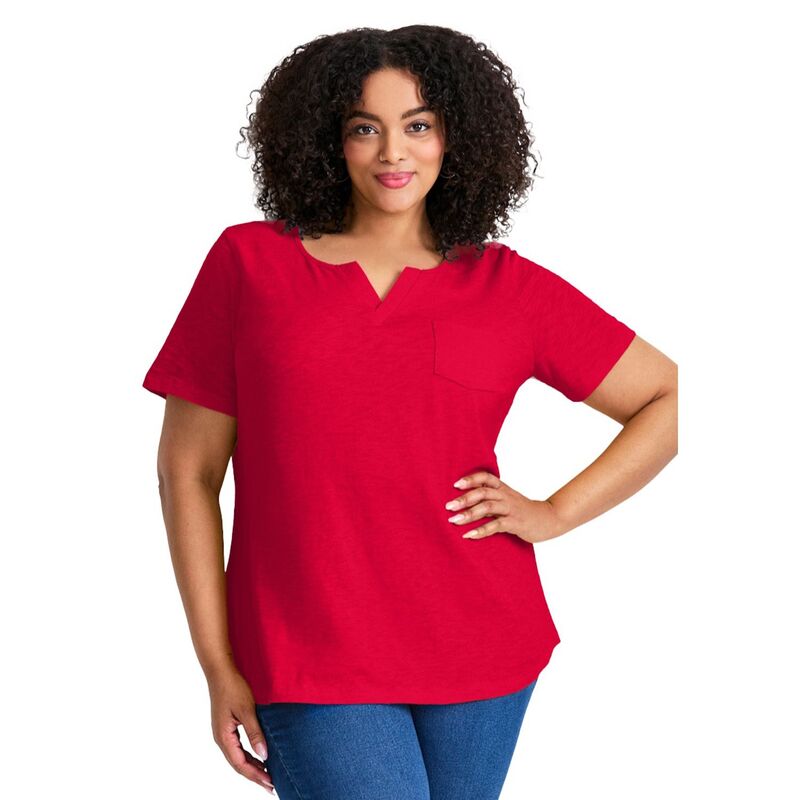 アベニュー レディース トップス シャツ プラスサイズ Avenue Women's Plusize Short Sleeve Pocketee Vibrant Red レッド 9,735円