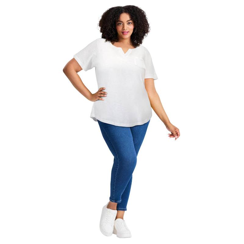 アベニュー レディース トップス シャツ プラスサイズ Avenue Women's Plusize Short Sleeve Pocketee White ホワイト