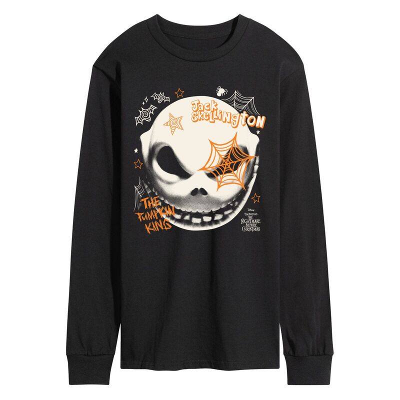 ディズニー メンズ トップス Tシャツ グラフィック Disney's The Nightmare Before Christmas Jack Skellington Men's Face Doodles Long Sleeve Graphic Tee Black ブラック