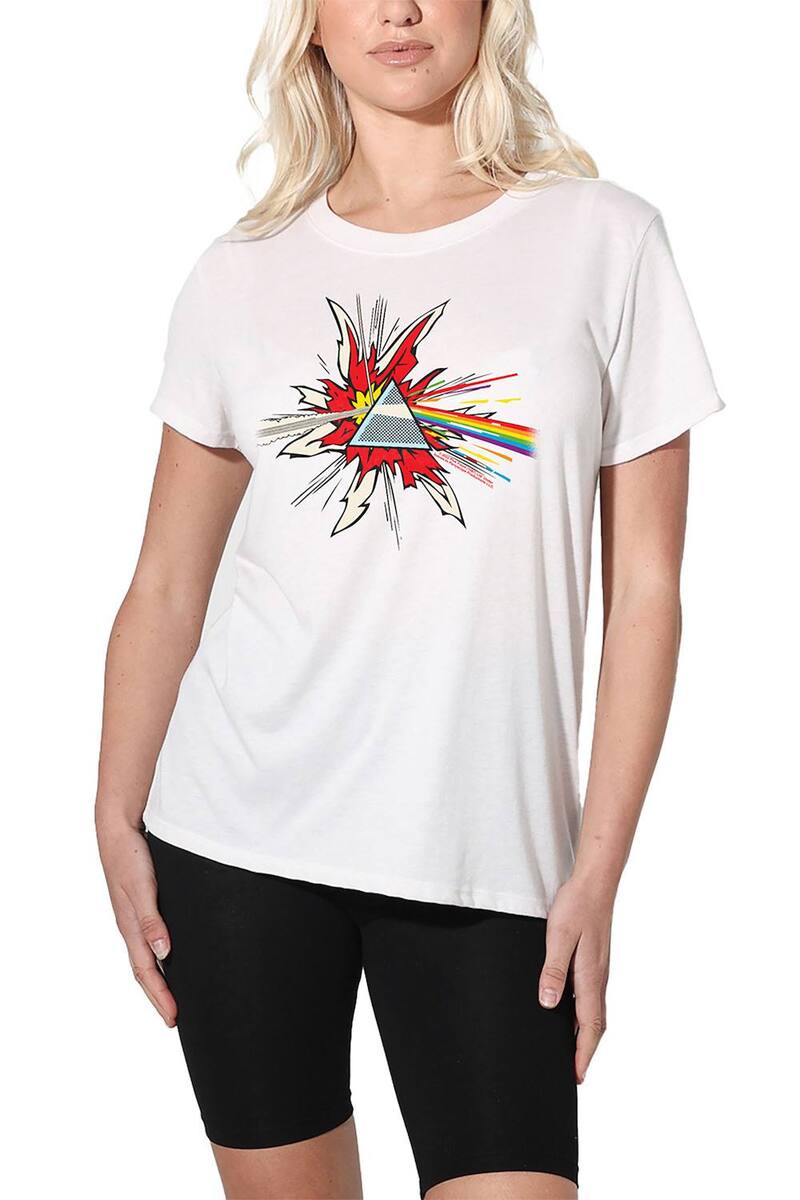 アニメキャラクター レディース トップス Tシャツ グラフィック Licensed Character Juniors' Pop Art Dark Side of the Moon Graphic Tee White ホワイト