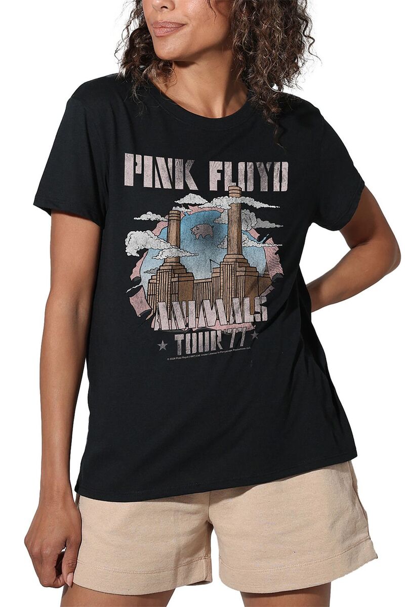 アニメキャラクター レディース トップス Tシャツ グラフィック Licensed Character Juniors' Pink Floyd Animals Tour Graphic Tee Black ブラック