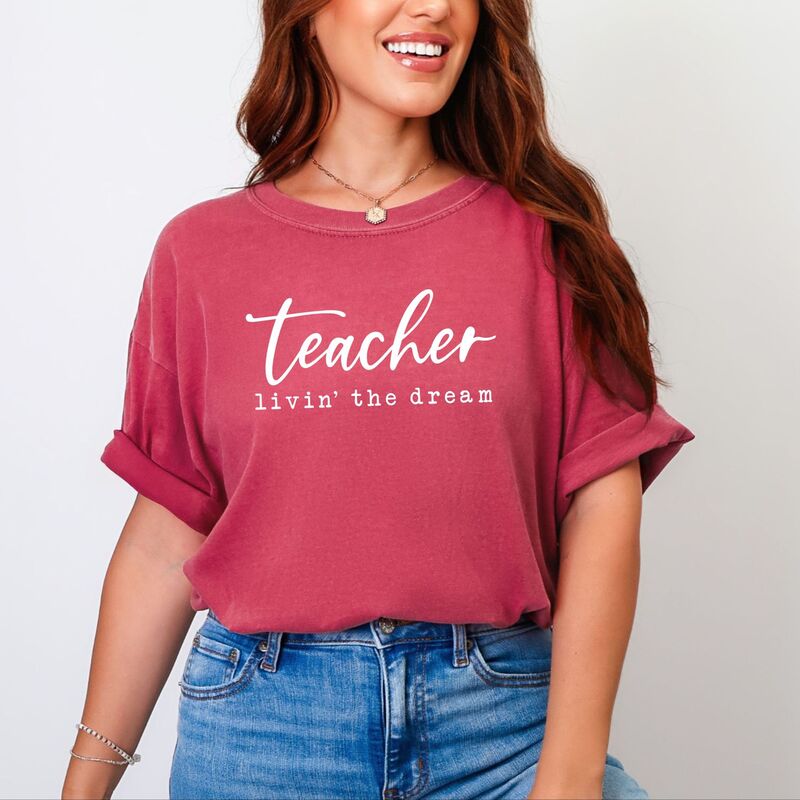 Simply Sage Market レディース トップス ティーシャツ Simply Sage Marketeacher Livin\u0027 The Dream Garment Dyed Tee Crimson クリムゾン Tシャツ・カットソー-レディースファッション